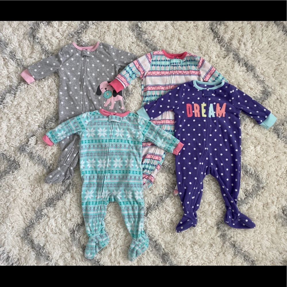 6 month fleece baby girl sleepers
